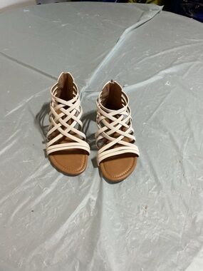 White Strappy Gladiator Sandals - kids Summer Shoes 1092